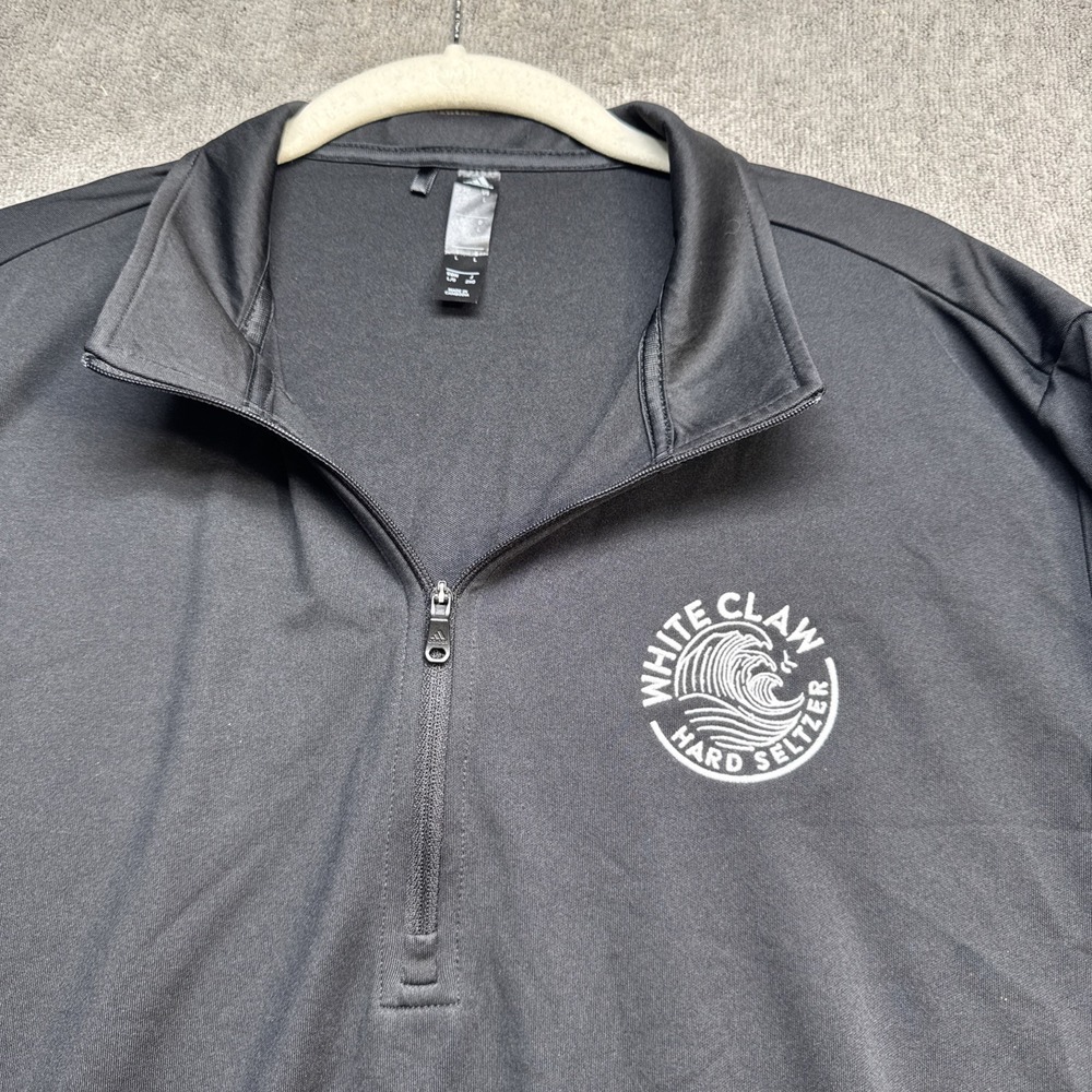 White Claw Men's Black 1/4 Zip Performance Pullover Adidas Lightweight Stretch L